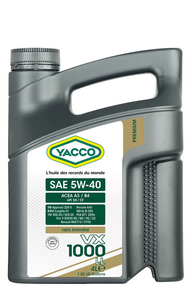 Масло моторное YACCO VX 1000 LL 5W40 (4 L)
